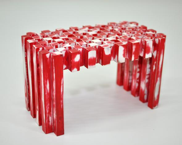 Red & white footstool